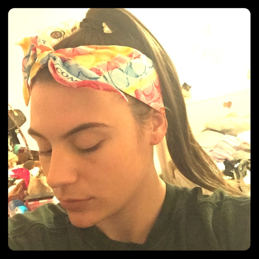 COACH silk rainbow C headwrap